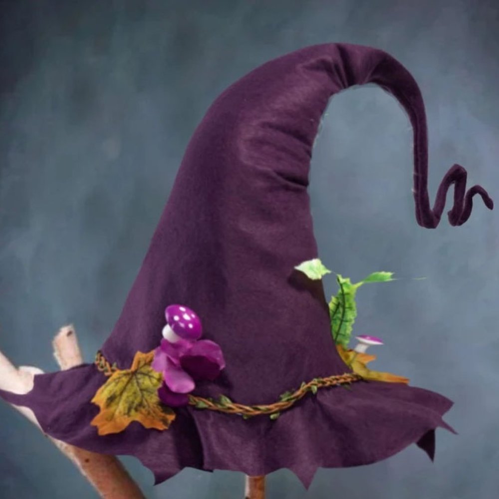 Purple Felted Wool Witch/Wizard Hat Large